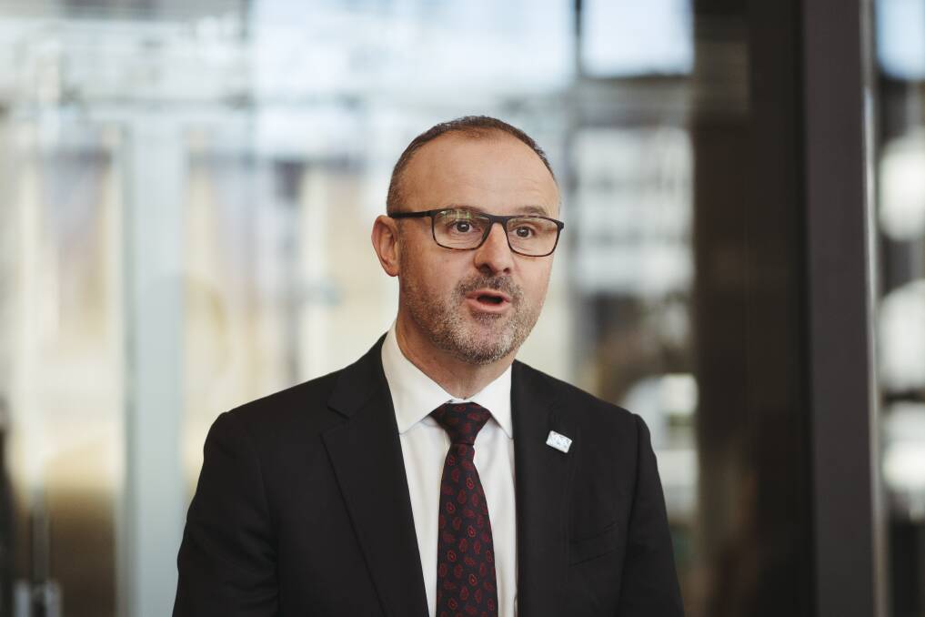 ACT Chief Minister Andrew Barr, whon says the sustanable household scheme will ebgin from this week in a pilot program. Picture: Dion Georgopoulos