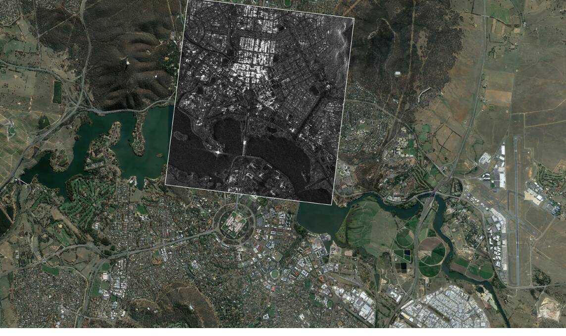 Google Earth Images with pictures from the NovaSAR-1 satellite inset. Picture: Supplied