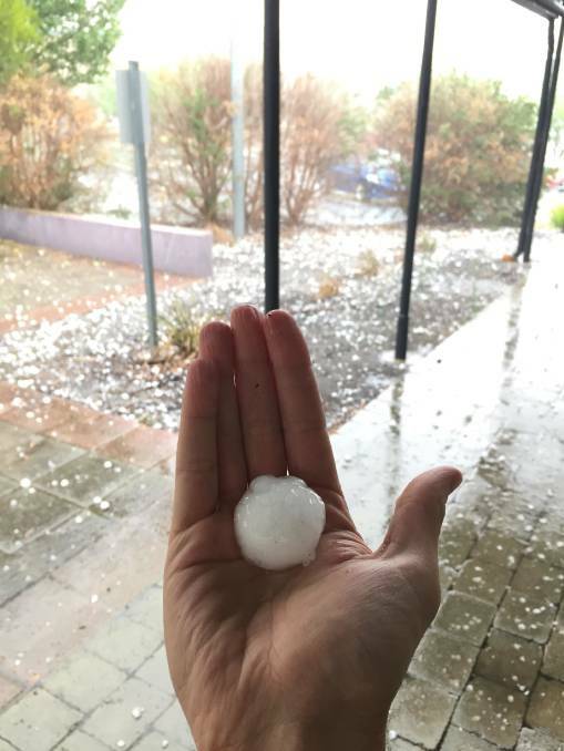 Hail the size of golf balls fell across Canberra, creating a path of destruction. Picture: Scott Hannaford