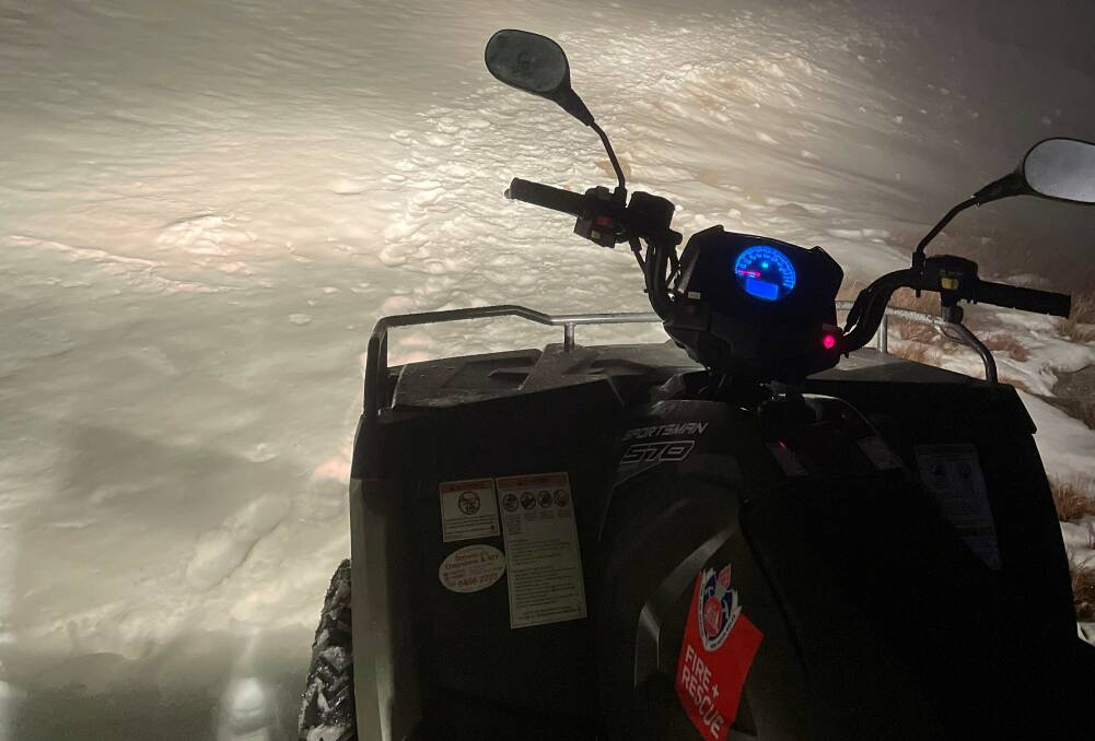 Conditions near Charlotte's Pass on Monday morning during rescue efforts, which prevented motorbikes being used. Picture: NSW Fire and Rescue