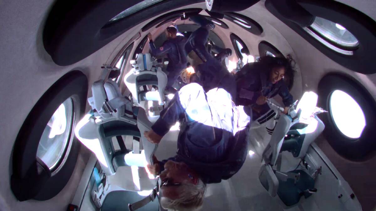 Richard Branson aboard Virgin Galactic. Picture: Getty