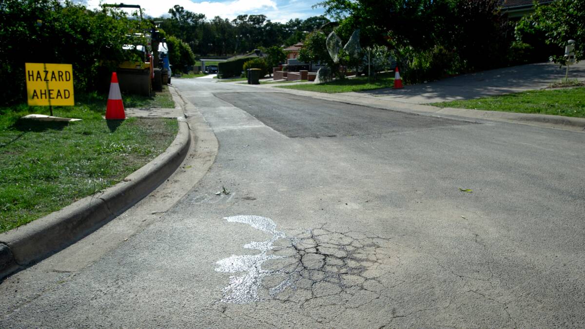 While the potholes have been patched over, other smaller ones have been seen with water seeping out. Picture: Elesa Kurtz