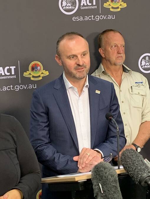 ACT Chief Minister Andrew Barr, declaring a state of emergency in the ACT on Friday. 