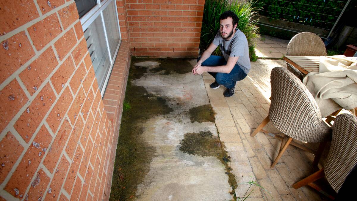 Tarra Place resident Liam English, where water issues underneath the street has led to flooding of homes and drainage issues. Picture: Elesa Kurtz
