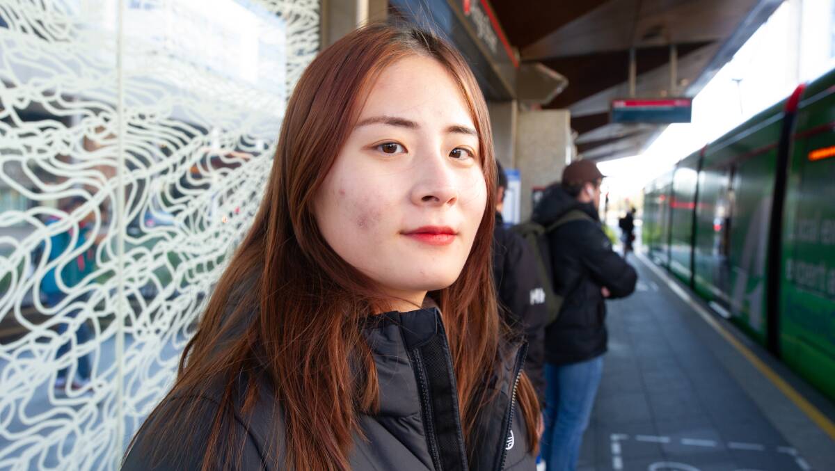 Cassie Lau catches both the light rail and a bus to get to work in Majura Park. Picture: Elesa Kurtz