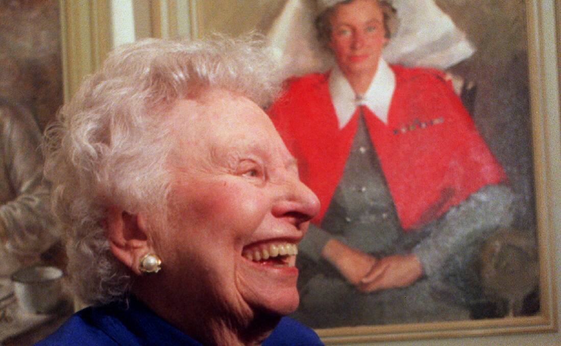 Sister Vivian Bullwinkel, who died in 2000, with her portrait at the Australian War Memorial. Picture: Richard Briggs 