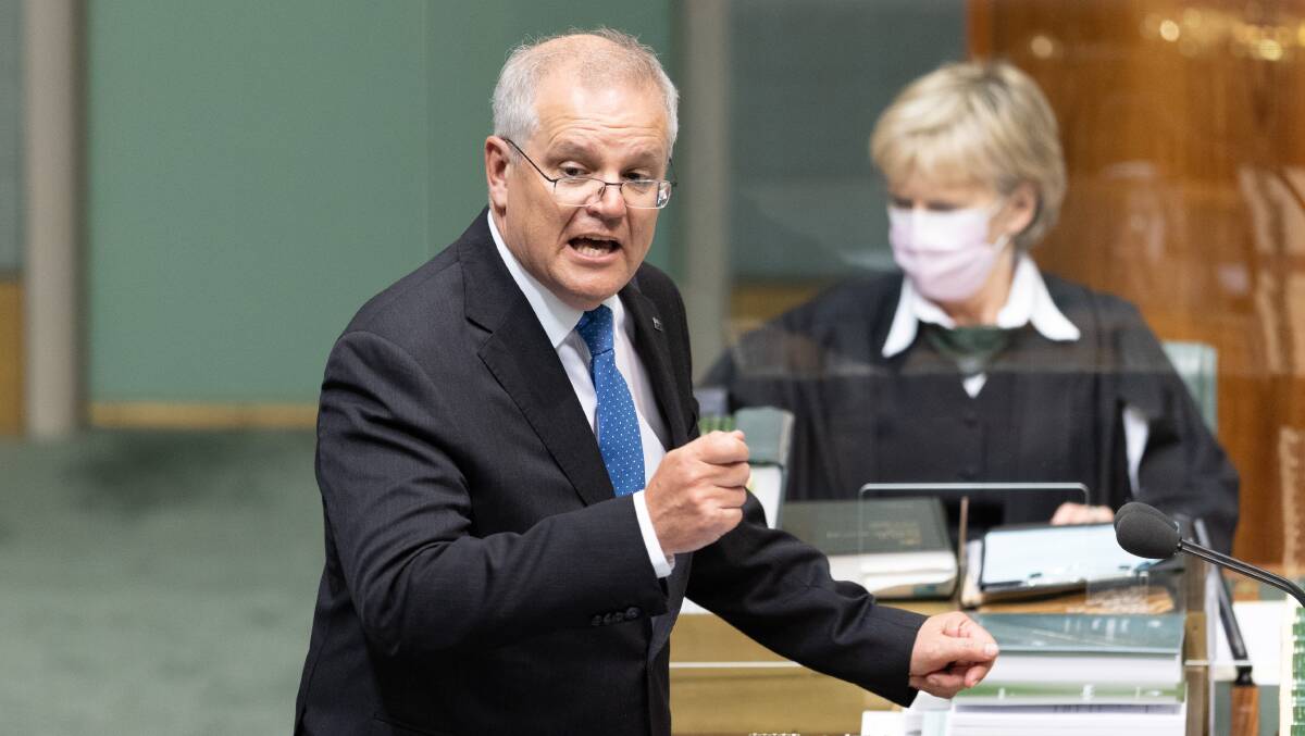 Prime Minister Scott Morrison in the House of Representatives. Picture: Sitthixay Ditthavong