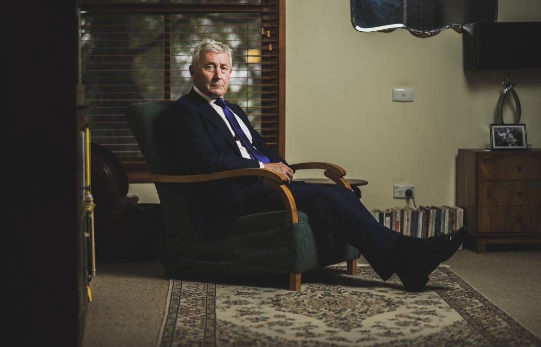 Bernard Collaery, pictured at home in 2020, says his faith in the justice system has been restored. Picture: Dion Georgopoulos