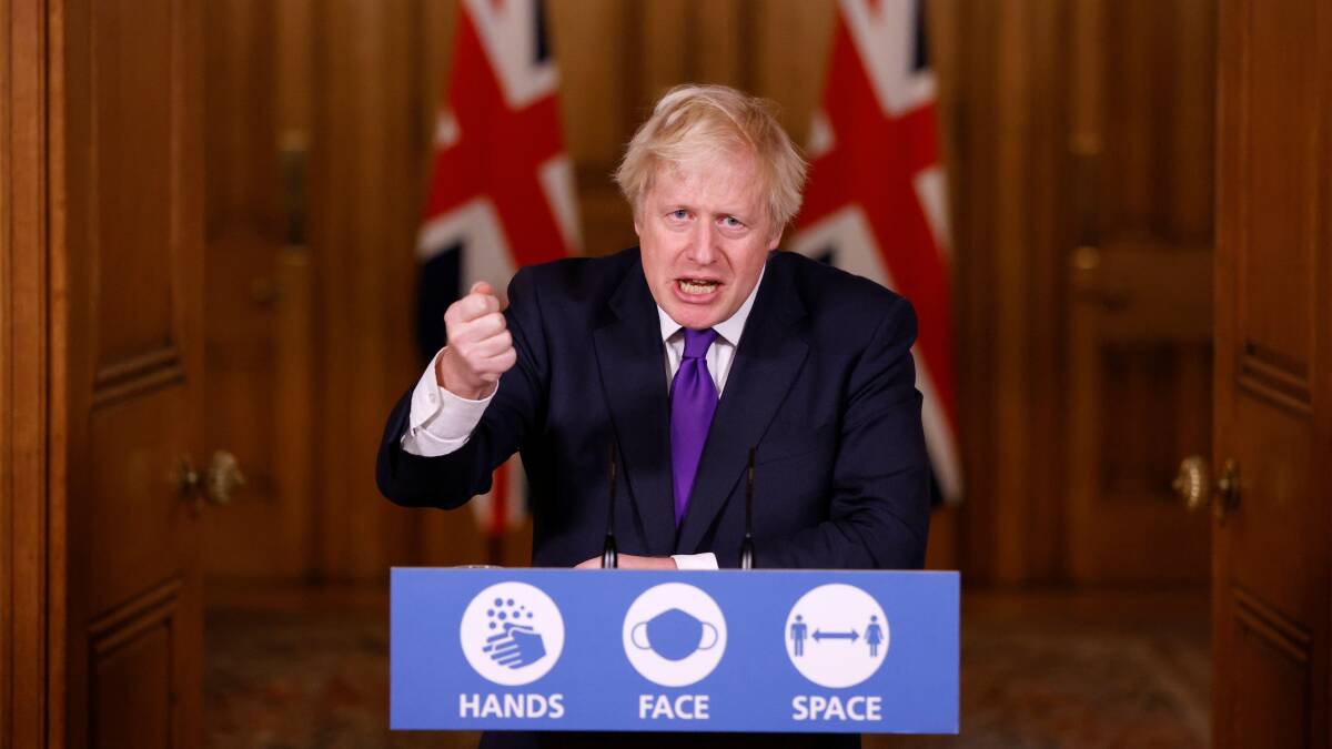 Britain's Prime Minister Boris Johnson speaks after the UK approved the use of the Pfizer/BioNTech vaccine. Picture: Getty Images