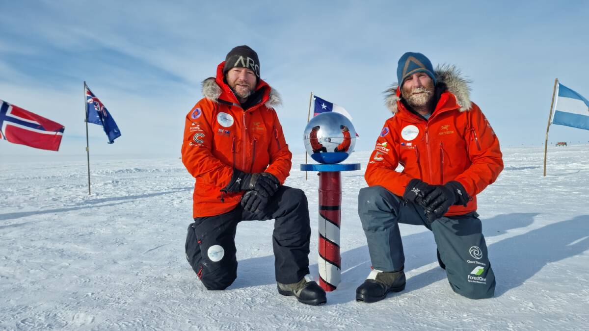 Dr Gareth Andrews and Dr Richard Stephenson at the South Pole. Picture supplied