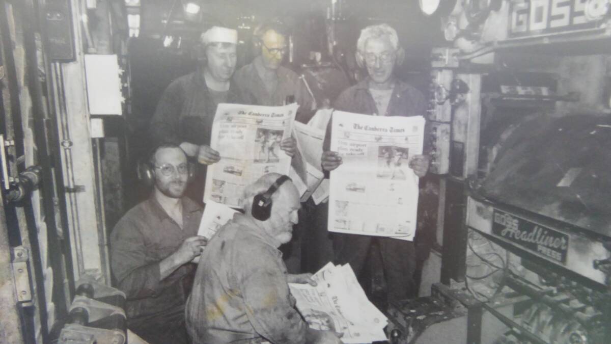 The Canberra Times printers in an earlier, inkier time. Picture: Canberra Times archives