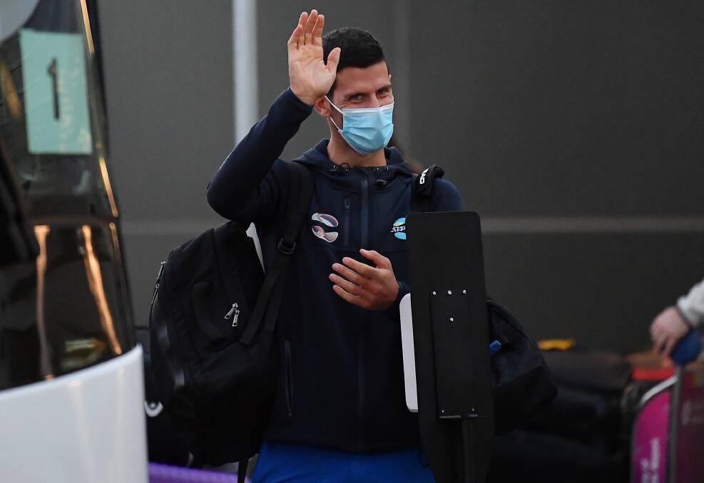Novak Djokovic arrives in Adelaide on Friday. Picture: Getty Images
