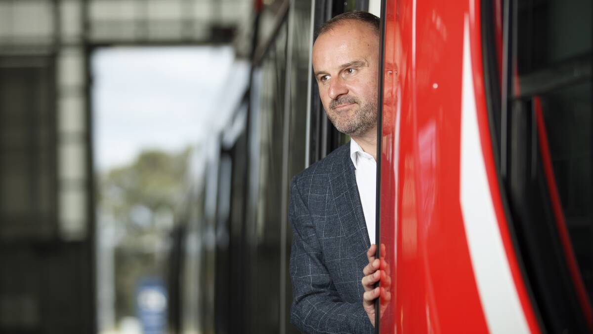 Chief Minister Andrew Barr is committed to extending the light rail network, despite the heavy costs. Picture: Sitthixay Ditthavong 