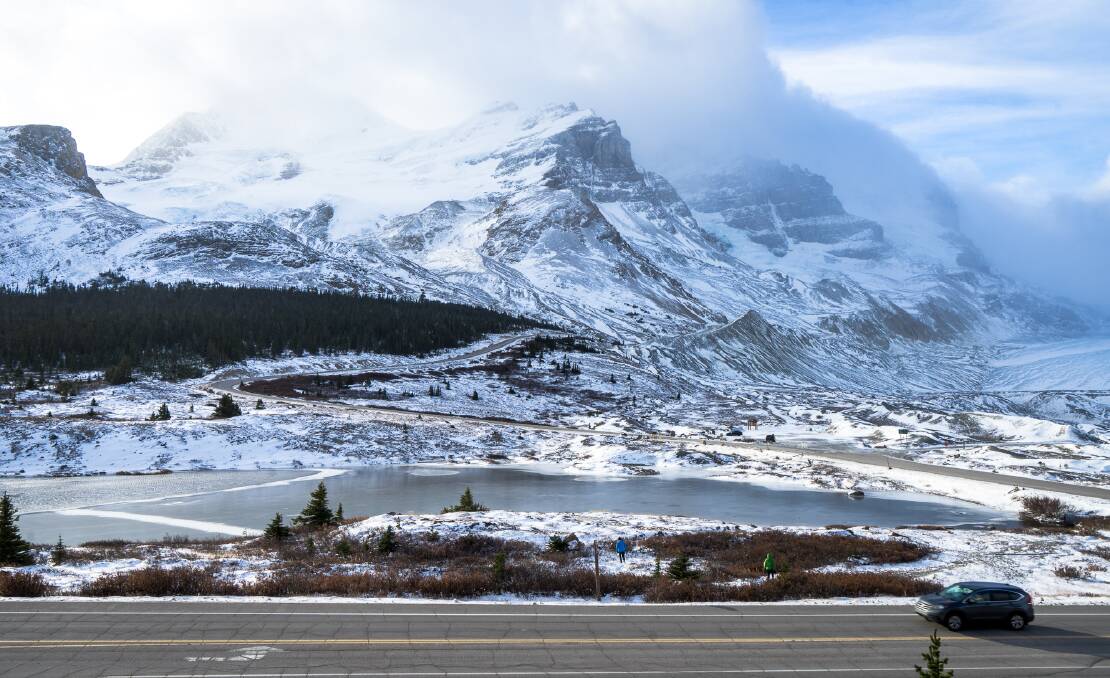 The view across the Columbia Icefield from the Glacier Discovery Centre.