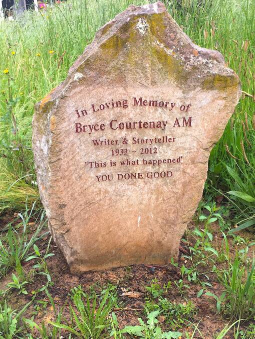 Bryce Courtenay's unassuming headstone at the Hall Cemetery. Picture: Linda Roberts