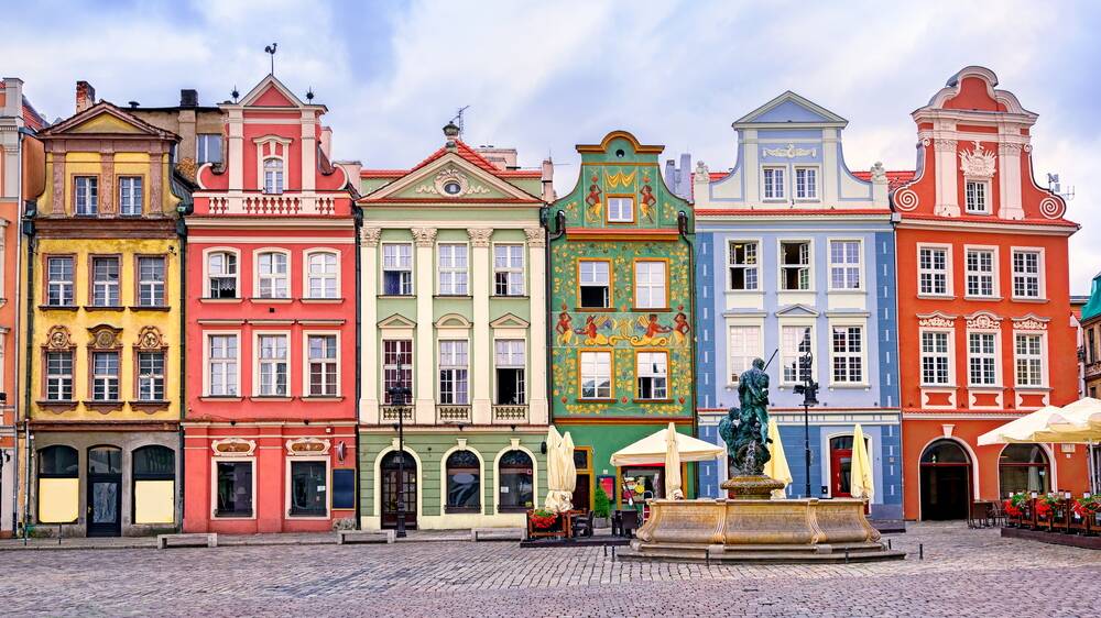 Renaissance facades add colour to the central market in Poznan, Poland. Picture Shutterstock