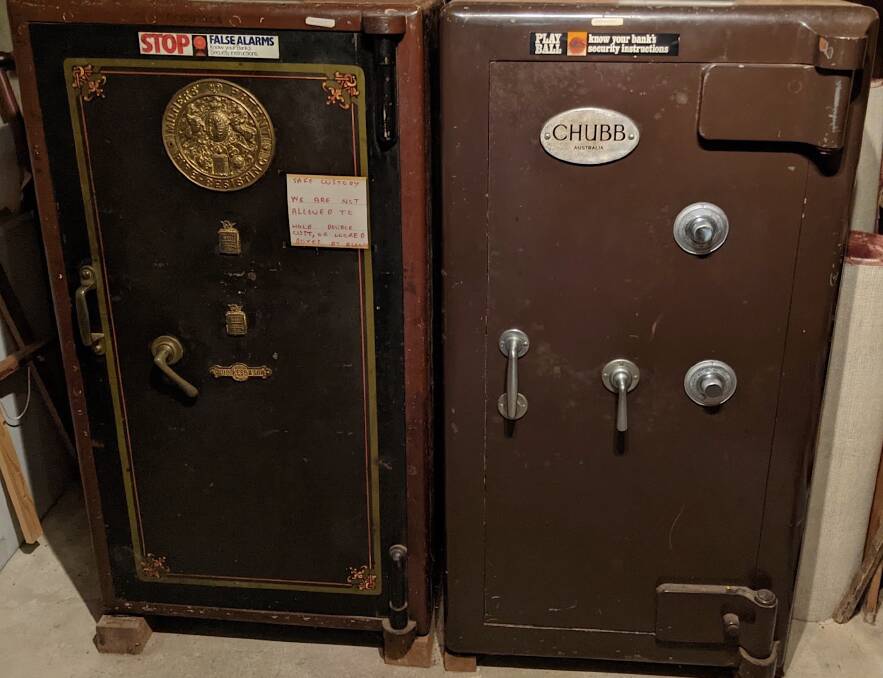 The two safes from the Adaminaby CBC Bank, including the 150-year-old one with a wonky handle (on left). Picture by Eduard Schaepman