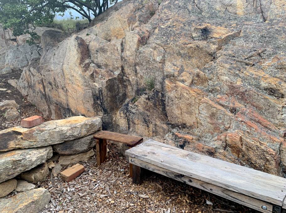 The blackened rocks recently uncovered at the Squatters Arms are thought to be the location of the original blacksmiths dating back to the mid-1800s. Picture: Tim the Yowie Man
