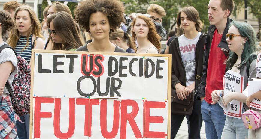 Young protesters in London rally for the right to vote at 16. Picture Shutterstock