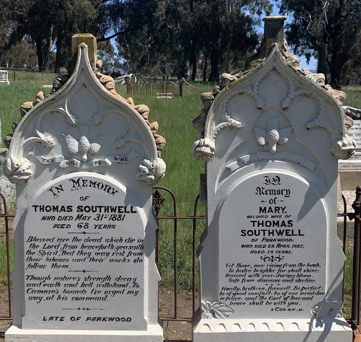 The grave of family patriarch Thomas Southwell and his second wife, Mary. Picture: Tim the Yowie Man
