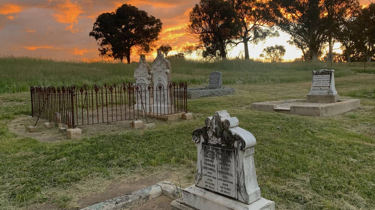 A fiery sunset over Weetangera Cemetery. Picture: Tim the Yowie Man
