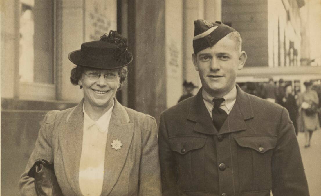 John Freeth with his mother, Ethel, prior to his departure for Canada with the Empire Air Training Scheme. Pictures: Australian War Memorial