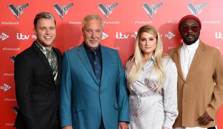 With fellow The Voice UK coaches Olly Murs, Meghan Trainor and will.i.am. Picture Getty Images 