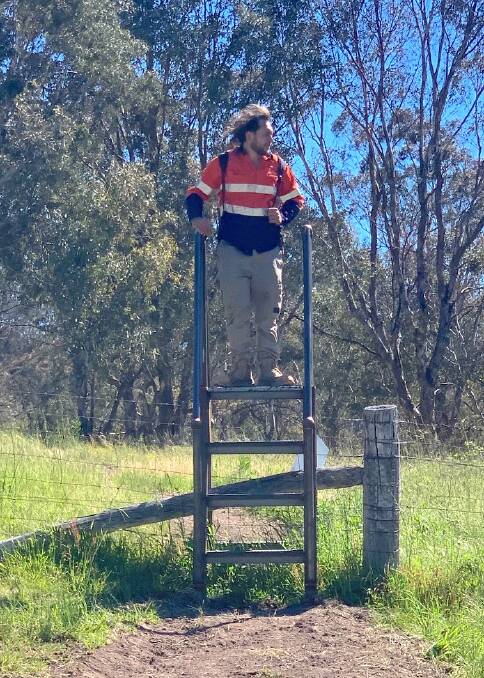 Ginninderry Conservation Trust Aboriginal project officer Tyson Powell road tests one of the stiles. Picture: Tim the Yowie Man