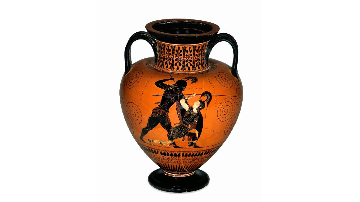 The amphora was made in Athens about 540-530 BCE and is signed by renowned potter and painter Exekias.
