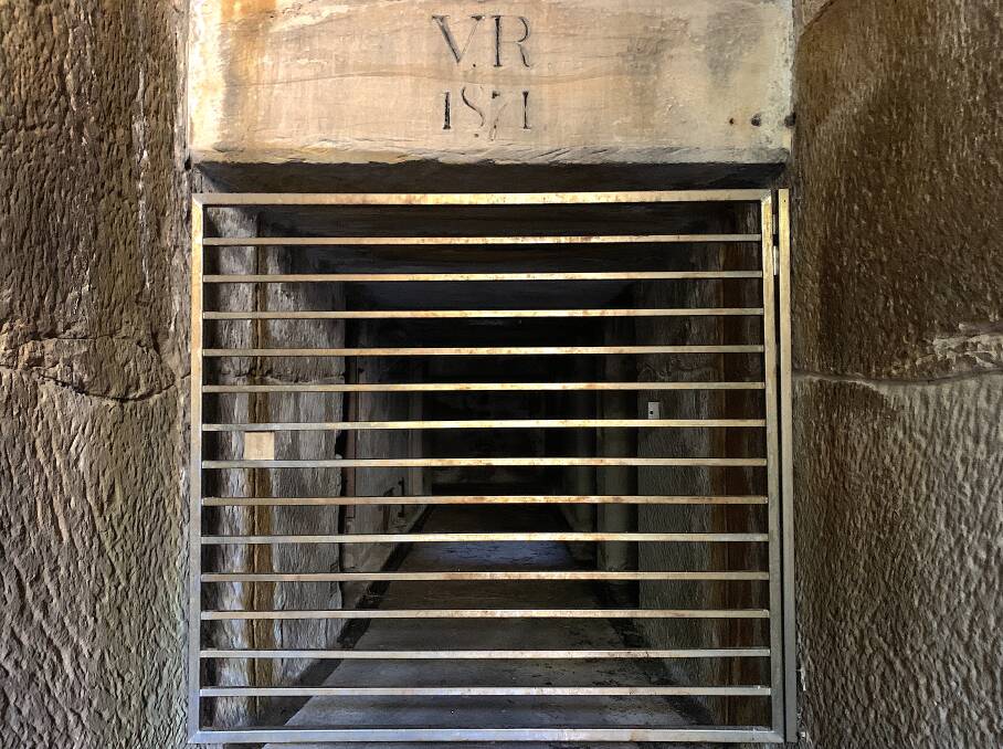 Locked gate at the entrance to a 1871 military tunnel at Middle Head. Picture: Tim the Yowie Man