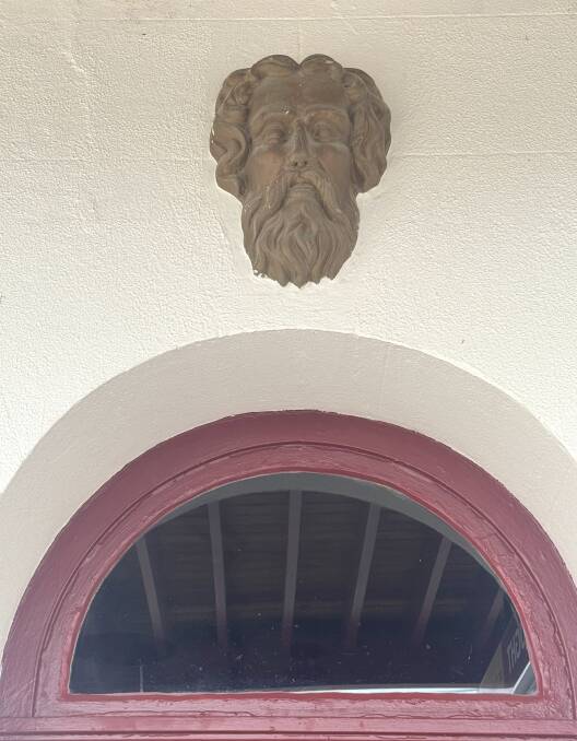 One of several life-size face casts of Jack McMahon, the Royal Hotel's first publican, that still feature on the facade of the landmark Bungendore pub. Picture by Tim the Yowie Man