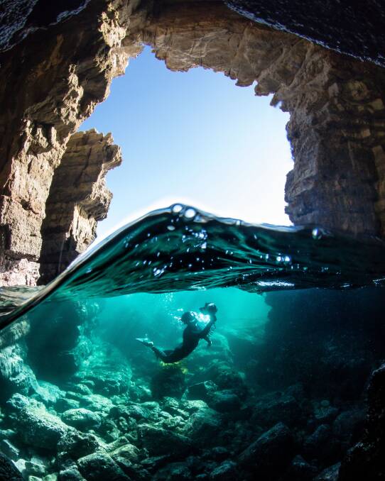 Sea cave diving at Jervis Bay. Picture: Jordan Robins
