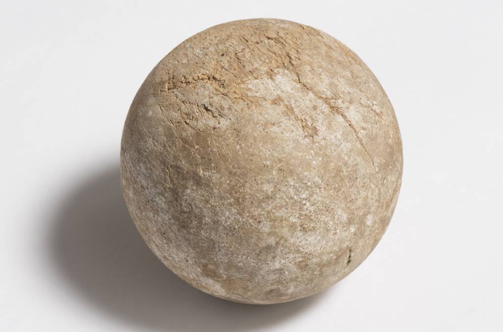 The croquet ball found beneath Duntroon House in 1996. Picture by Brenton McGeachie/CMAG