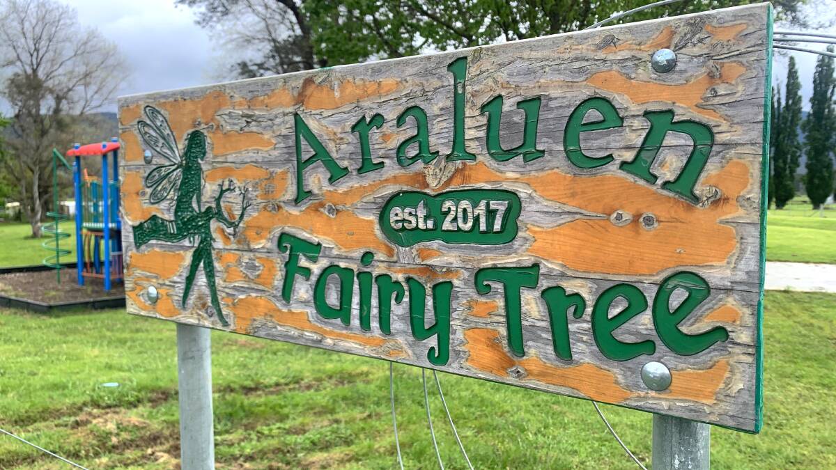 Sign outside the Araluen Fairy Tree. Picture by Tim the Yowie Man