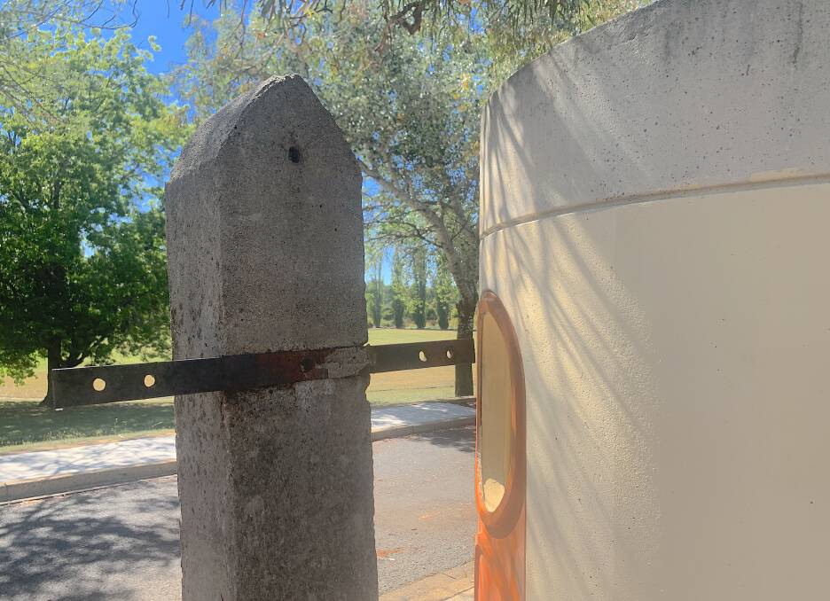 The curious pole and metal crossbar in Narrabundah. Picture: Tim the Yowie Man