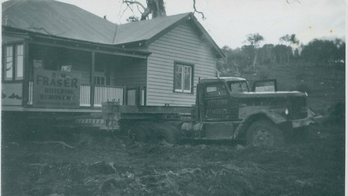 A house bogged enroute from old Adaminaby to new Adaminaby via Bushrangers Hill Road in 1956. Picture by Neville Locker
