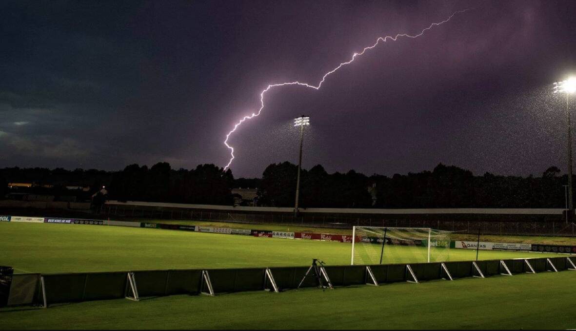 An electrical storm over Seiffert Oval in January 2019. Picture: Sitthixay Dittthavong