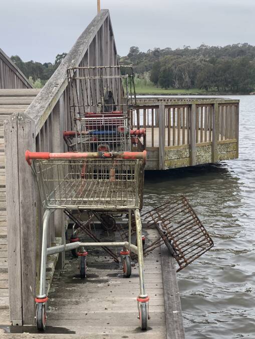 Trolleys at Lake Tuggeranong Pier, Greenway. Picture: Tim the Yowie Man