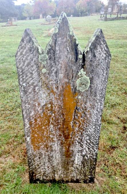 A wooden grave marker at Yass Cemetery. Picture by Scott Yates