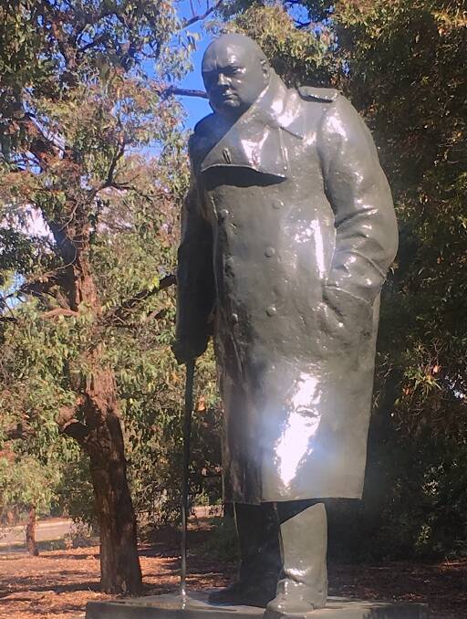 The statue of Sir Winston Churchill at the ANU, photographed earlier this year. Picture: Tim the Yowie Man
