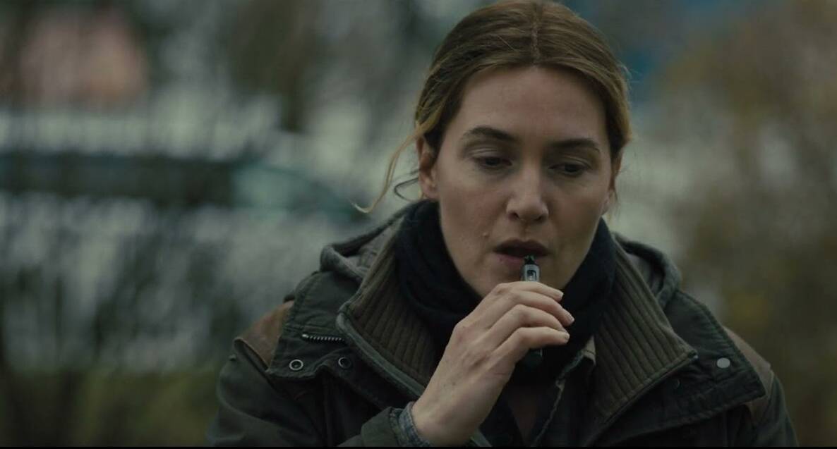 Vaping in depicted as less than glamourous by Kate Winslet in the critically acclaimed and popular television series, Mare of Easttown. Picture: YouTube