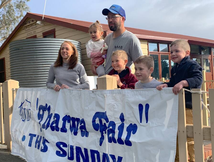 Elisa Rossiter, with her sons William and James (far right) along with Tom Gregory and his daughter Olive and son Charles - all have or will soon attend Tharwa Preschool. Picture by Tim the Yowie Man