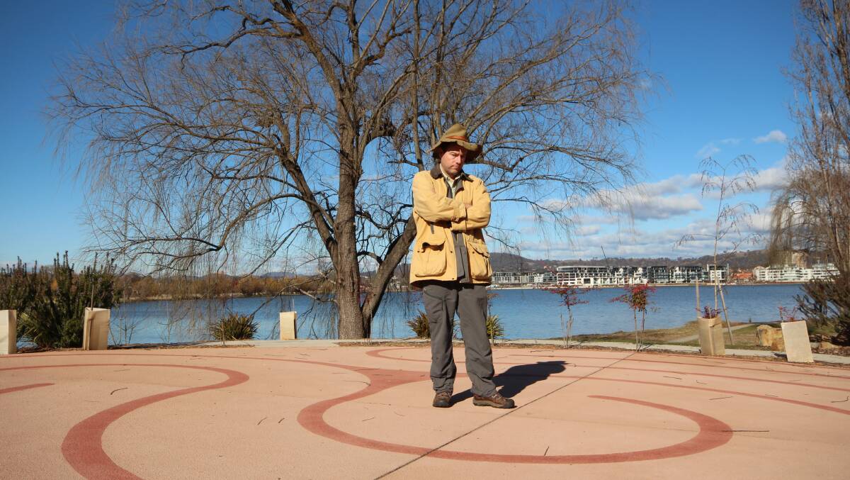 Tim at Clare Holland House's concrete labyrinth. Picture by Dave Moore