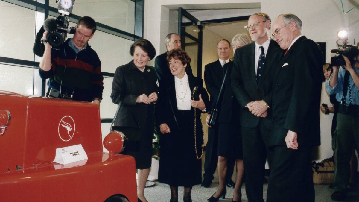 Mrs Howard, Lady Wilson, Vice-Chancellor Deane Terell and prime minister John Howard at the opening of the Sir Roland Wilson building, ANU, on August 26, 1999. Picture: Darren Boyd and the ANU Archives