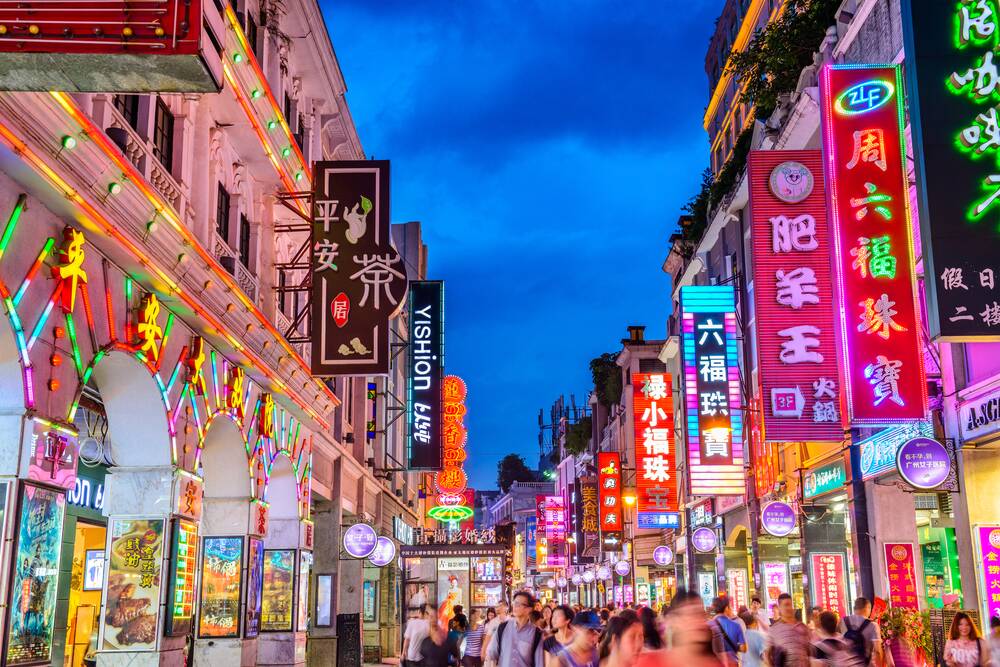 At night, Shangxiajiu Pedestrian Street is alive with colour, shoppers and street vendors. Pictures: Shutterstock