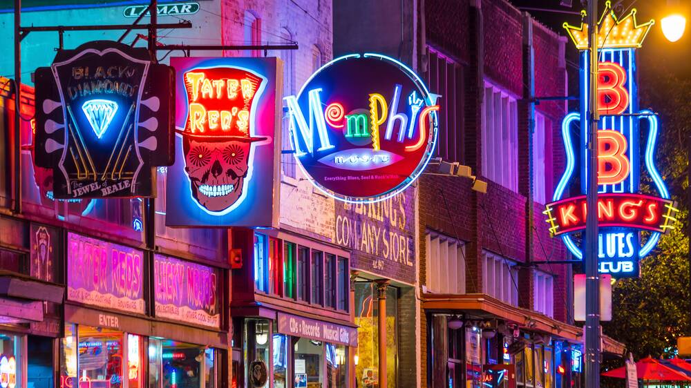 Blues clubs on Beale street, Memphis. Picture Shutterstock