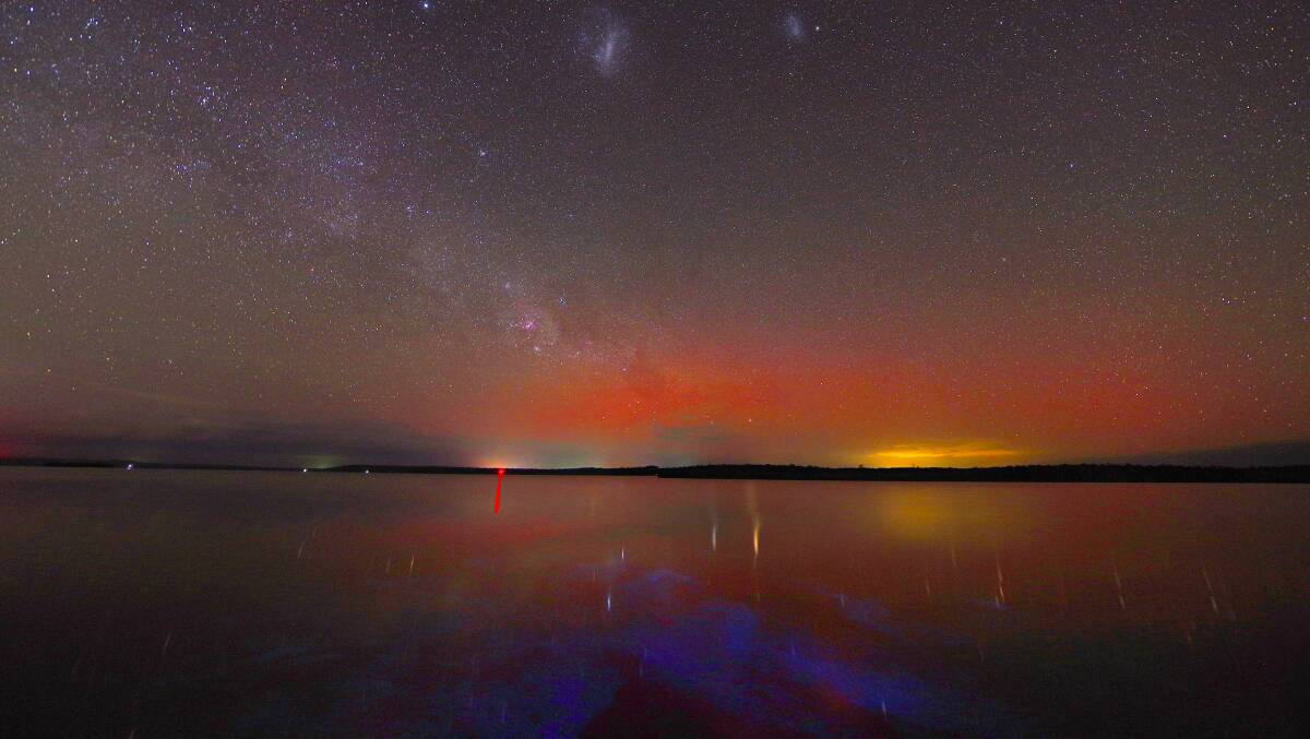 Michael Samson achieved the holy grail with this shot of the Southern Lights (Aurora Australis) and algal bioluminescence at Basin View near Jervis Bay. Picture: Michael Samson