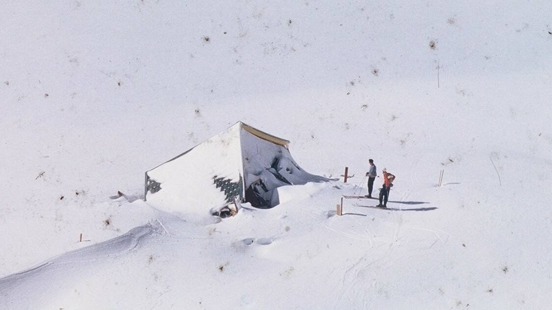 Eleven skiers were inside Kunama Hutte when it was knocked off its granite foundations by a deadly avalanche on the morning of July 12, 1956. Picture: Cees Koeman