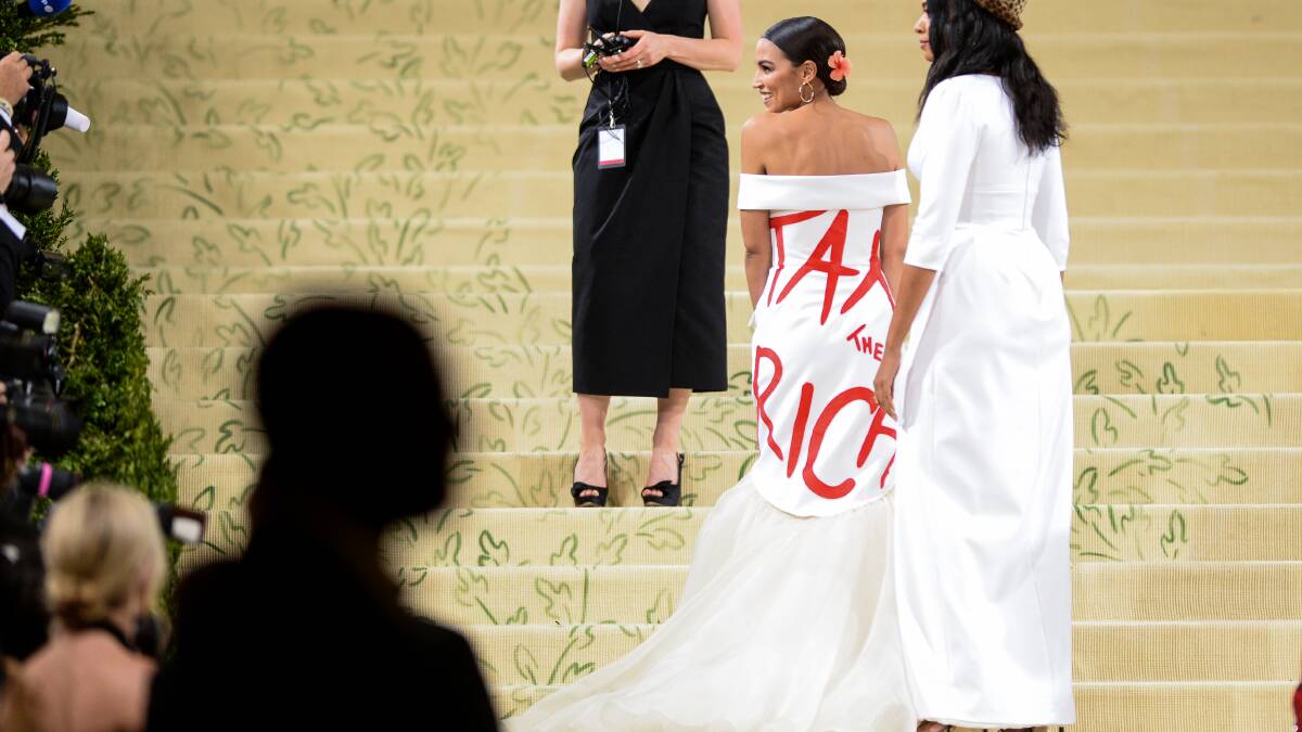 Alexandria Ocasio-Cortez's controversial MET Gala dress shows she fully understands fashion's power. Picture: Getty Images