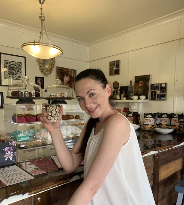  Inna Morton enjoys a coffee at her latest business venture. Picture: Tim the Yowie Man